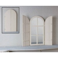 Window Mirror Wall Decor Shutters Opens Closes Prim White 24x22 Wood   401526101996